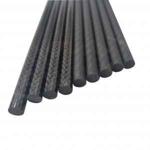 Шипка од јаглеродни влакна 3K обична сјајна 6-25 мм 3K шипка од јаглеродни влакна 6-25 мм.