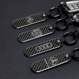 Car carbon fiber key customized logo keychain glue dropping