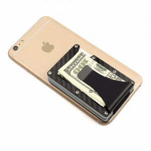 Carteira minimalista con bloqueo RFID e clip para tarxetas de crédito de fibra de carbono fina