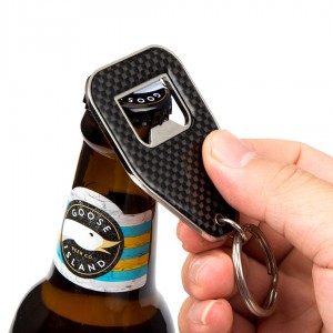 Custom real carbon fiber keychain Alloy key chain bottle opener